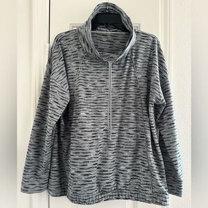 T by Talbots Women's Grey Space Dye Cowl Neck Sweatshirt, Zip Pockets, Size XLP